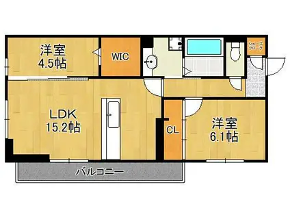 アピアランス中井(2LDK/2階)の間取り写真