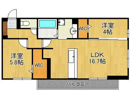 アピアランス中井(2LDK/3階)の間取り写真