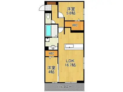 アピアランス中井(2LDK/2階)の間取り写真