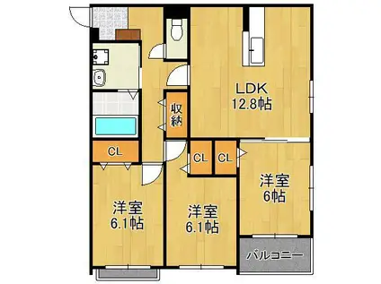 LA PAUSE ATAGO(3LDK/2階)の間取り写真