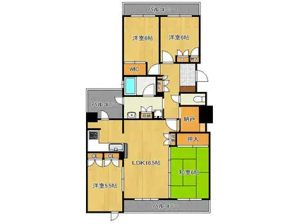 リビオ大手町グランエンブレム(4LDK/2階)の間取り写真