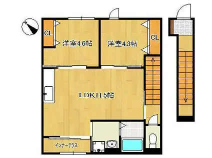 プランドール リサ(2LDK/2階)の間取り写真