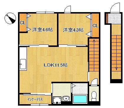 プランドール リサ(2LDK/2階)の間取り写真