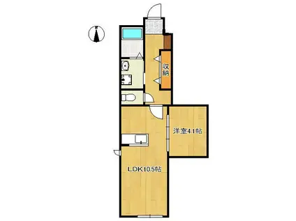 SUN VIA下到津(1LDK/1階)の間取り写真