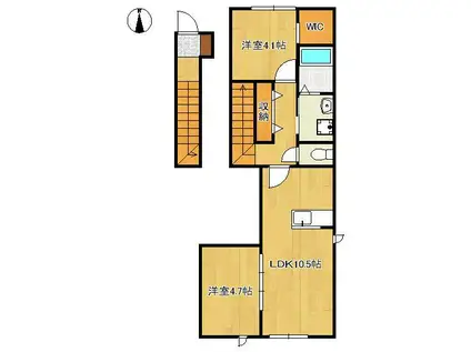 SUN VIA下到津(2LDK/2階)の間取り写真