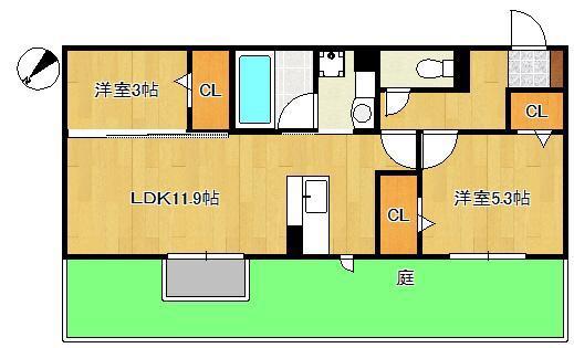 M・K・K 高峰町(2LDK/1階)の間取り写真