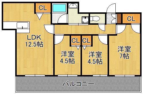 小倉D.C.TOWER(3LDK/8階)の間取り写真