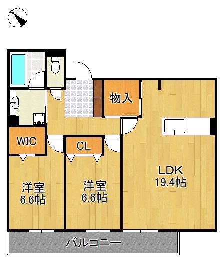 サクレ愛宕(2LDK/1階)の間取り写真