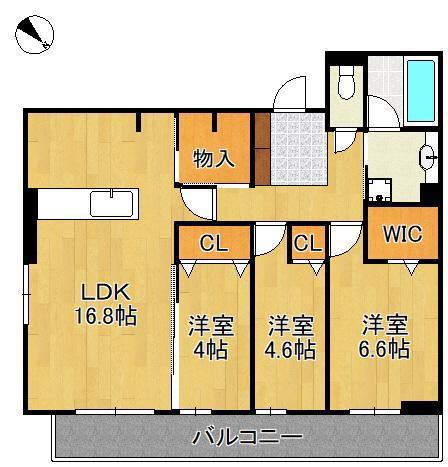 サクレ愛宕(3LDK/3階)の間取り写真