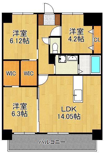 KSK南小倉コアプレイス(3LDK/8階)の間取り写真