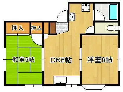 フラットハウス(2DK/2階)の間取り写真