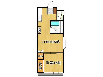 天野ビル 中間(1LDK/3階)の間取り写真