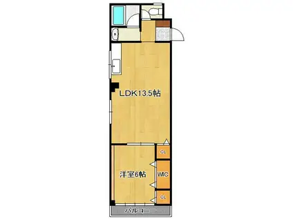 天野ビル 中間(1LDK/4階)の間取り写真