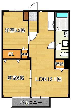 サンハイム Ⅰ(2LDK/2階)の間取り写真