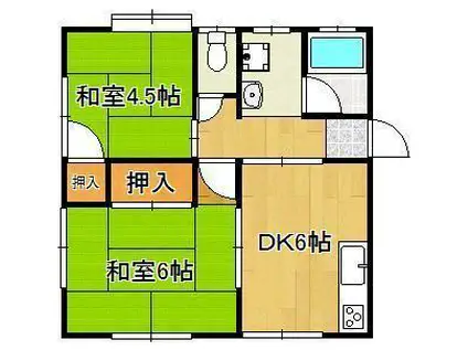 コーポドリーム(2DK/2階)の間取り写真