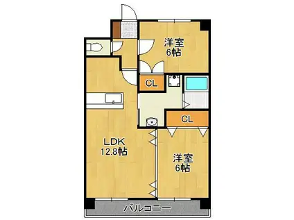 マイキャッスル杉坂(2LDK/4階)の間取り写真