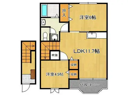 エヴァーグリーンD(2LDK/2階)の間取り写真