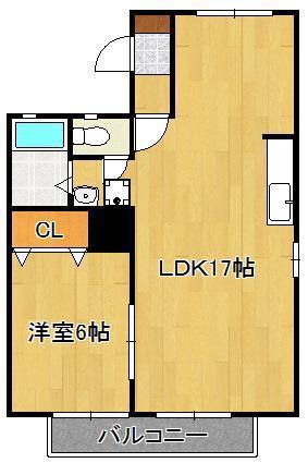 シティハウスれんげじ(1LDK/2階)の間取り写真
