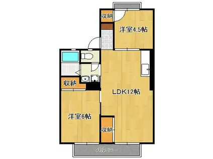 シティハウスれんげじ(2LDK/2階)の間取り写真