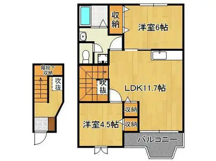 エクセル蓮(2LDK/2階)の間取り写真