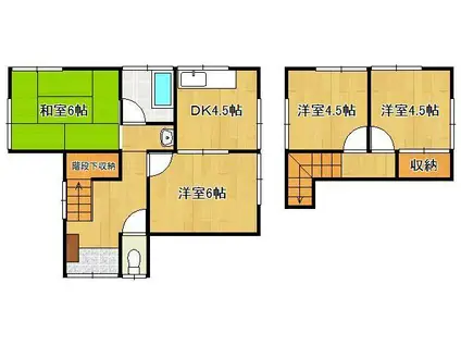 筑豊電気鉄道 東中間駅 徒歩8分 2階建 築36年(4DK)の間取り写真