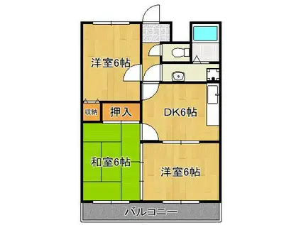 きぬたロイヤルハイツ(3DK/3階)の間取り写真