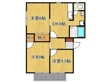 グリーンヒルMME C棟(3DK/1階)の間取り写真