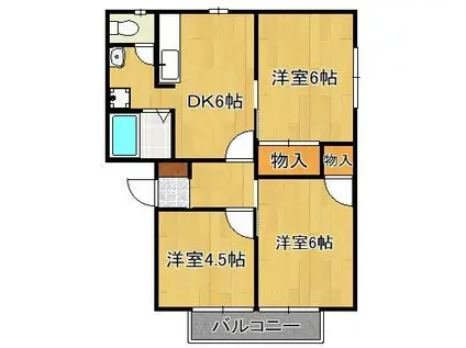 グリーンヒルMME C棟(3DK/2階)の間取り写真