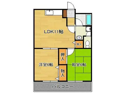 ハイツ岡部24(2LDK/2階)の間取り写真