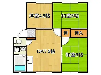 サンビレッジ岡垣A棟(3DK/2階)の間取り写真