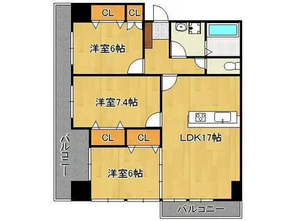 スカイタワー太賀(3LDK/9階)の間取り写真
