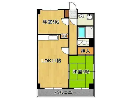 ロワイヤルT・N(2LDK/2階)の間取り写真