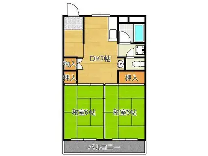 通谷グリーンハイツ(2DK/2階)の間取り写真