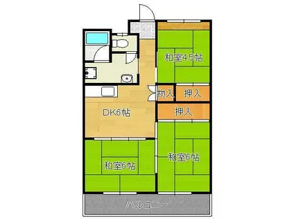 通谷グリーンハイツ(3DK/5階)の間取り写真