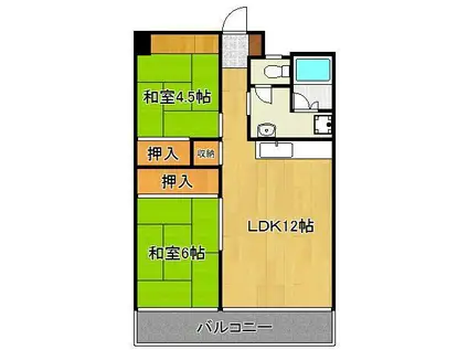 通谷グリーンハイツ(2LDK/7階)の間取り写真