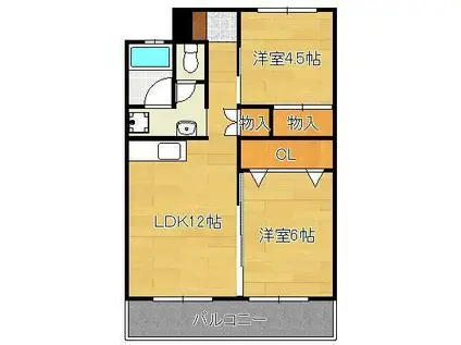 通谷グリーンハイツ(2LDK/7階)の間取り写真