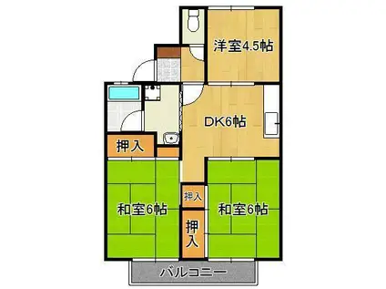 コーポ高山 岡垣(3DK/1階)の間取り写真