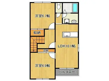 CRESSENDO(2LDK/2階)の間取り写真