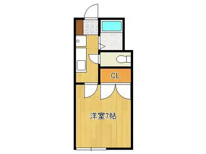 デュエル通谷(1K/2階)の間取り写真