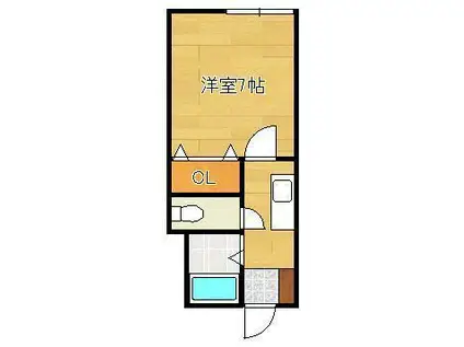 デュエル通谷Ⅱ(1K/2階)の間取り写真