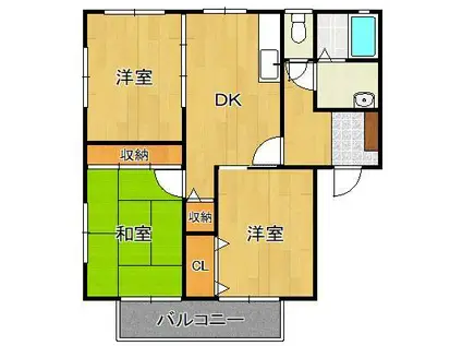 コーポ大谷 Ⅹ(3DK/2階)の間取り写真