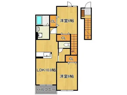 HEART LIFE野間(2LDK/2階)の間取り写真