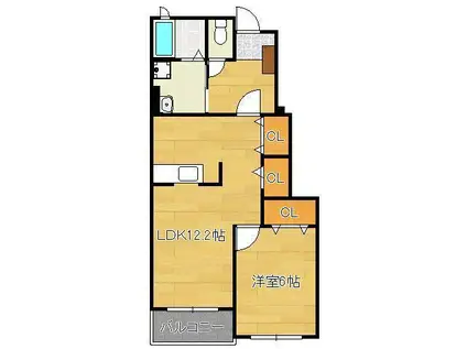 HEART LIFE野間(1LDK/1階)の間取り写真