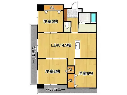 プリンス弐番館(3LDK/2階)の間取り写真