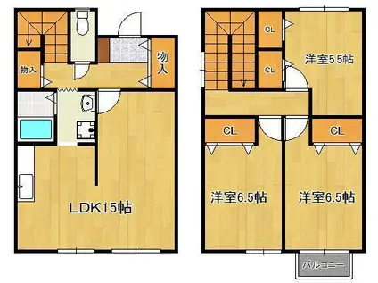 ユニフレックス中間(3LDK/1階)の間取り写真