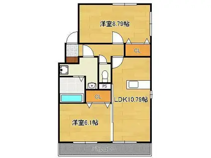 ロワイヤルT.N2(2LDK/1階)の間取り写真