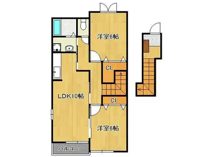 メゾン・エム(2LDK/2階)の間取り写真