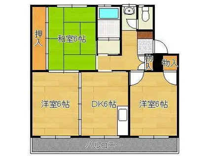 中鶴ハイツ(3DK/4階)の間取り写真