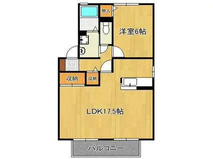 サンスクエア水巻南A棟(1LDK/1階)の間取り写真