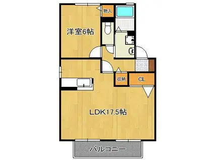 サンスクエア水巻南A棟(1LDK/1階)の間取り写真